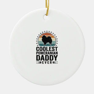 Coolste Pomeranian papa vintage hond papa shirt_1 Keramisch Ornament