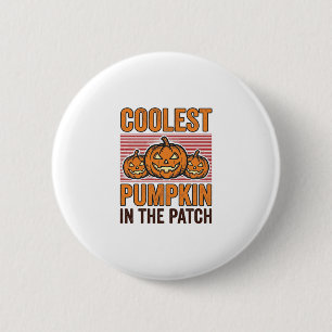 Coolste Pompoen in de Patch Halloween Vintage Des Ronde Button 5,7 Cm