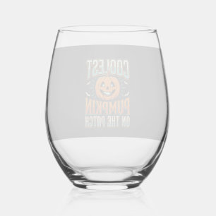 Coolste Pompoen Op Het Perceel Halloween-ontwerp_1 Wijnglas Zonder Voet