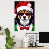Coolste Santa Hond in de stad | AI Art Poster (Thuiskantoor)