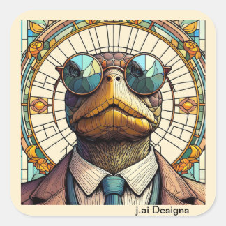Coolste schildpad ter wereld vierkante sticker