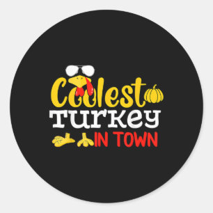 Coolste Turkije in de stad Herfst herfst grappig T Ronde Sticker