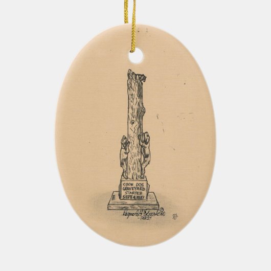 Coon Dog Monument Ceramic Ornament (Achterkant)