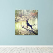 Coon hound sur la toile de rivière (Insitu (Plancher de Bois))