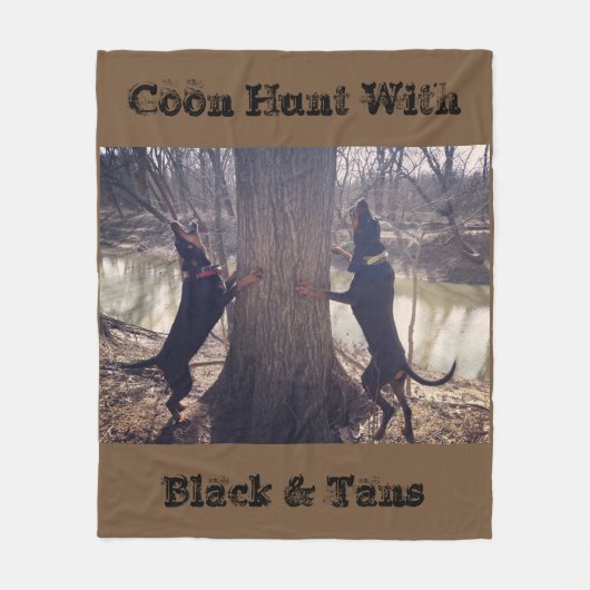 Coon Hunt met zwart en tans Fleece Deken (Voorkant)