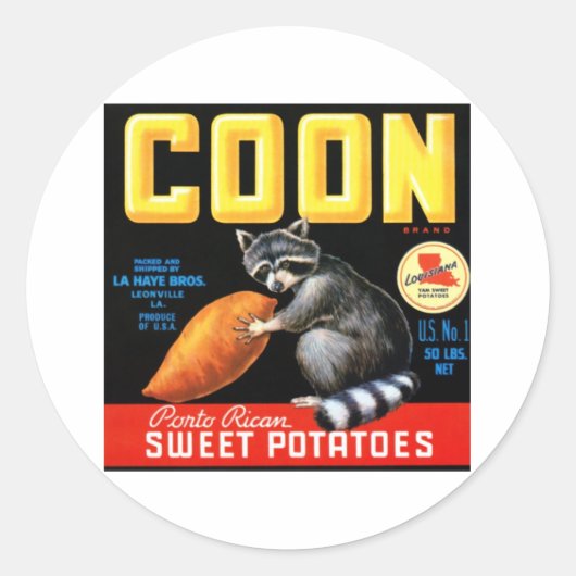Coon zoete aardappelen ronde sticker (Voorkant)
