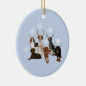Coonhound Antlers Blue Keramisch Ornament (Rechts)