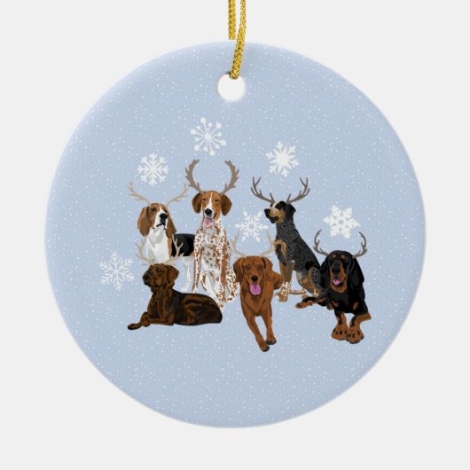Coonhound Antlers Blue Keramisch Ornament (Voorkant)