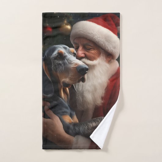 Coonhound Bluetick avec Noël au Père Noël (Serviette à main)