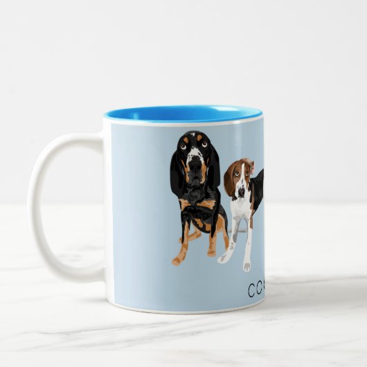 Coonhound Dad lichtblauw Tweekleurige Koffiemok (Links)