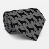 Coonhound Dog Silhouettes Pattern Grey and Black Stropdas (Opgerold)