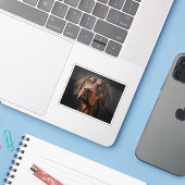 Coonhound-hond Sticker (Laptop met iPhone)