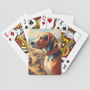 coonhound hondenschilderij pokerkaarten