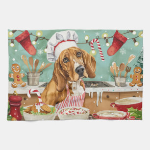 Coonhound Kerstbakfeest: Festieve Kerstmis Theedoek