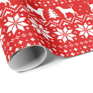 Coonhound Silhouettes Honden Kerstvakantie Rood Cadeaupapier