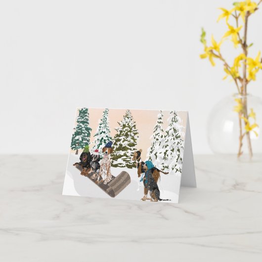 Coonhound Sledding Kaart (Gele Bloem)