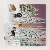 Coonhound Snow Play Legpuzzel (Horizontaal)