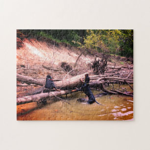 Coonhounds in de rivier legpuzzel