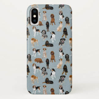 Coonhounds op blauw iPhone x hoesje