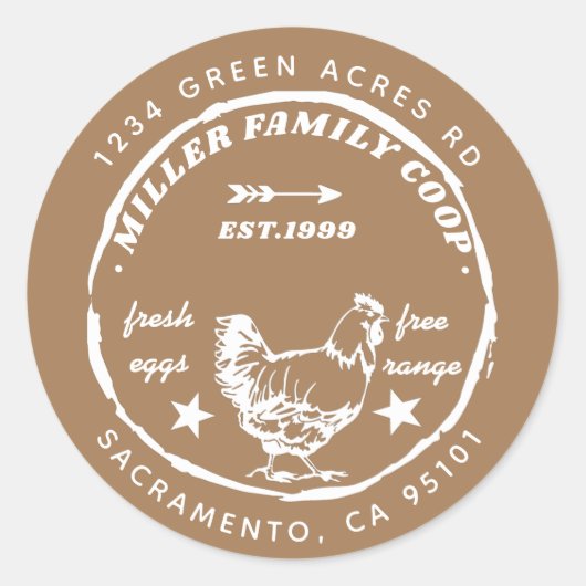 " coop " - kippen " - retouradres ronde sticker (Voorkant)