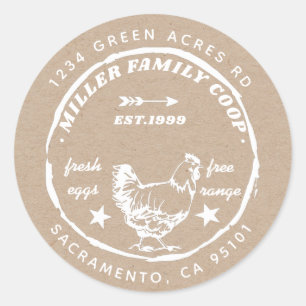 " coop " - kippen " - retouradres ronde sticker