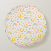 Cooper & Cody — Rainbow Horses Throw Pillow Rond Kussen (Achterkant)