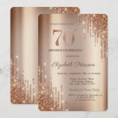 Cooper Glitter Drips 70e verjaardag Kaart (Voorkant / Achterkant)