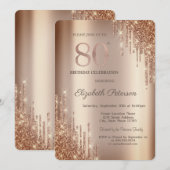 Cooper Glitter Drips 80e verjaardag Kaart (Voorkant / Achterkant)