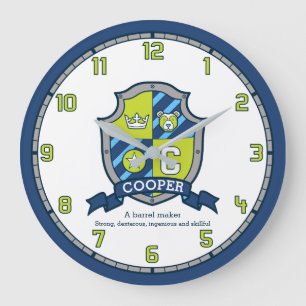 Cooper jongens noemen groene blauwe beer schild grote klok