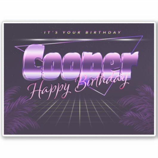 Cooper Name Vorname lila retro Sticker Geburtstag (Voorkant)