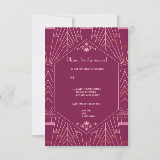 Cooper Roos Great Gatsby 1920s Wedding RSVP (Voorkant)
