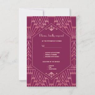 Cooper Roos Great Gatsby 1920s Wedding RSVP Kaartje