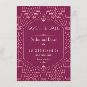 Cooper Rose Great Gatsby 1920 Save The Date Kaart