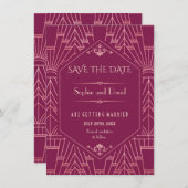 Cooper Rose Great Gatsby jaren 20 Save The Date Kaart (Voorkant / Achterkant)