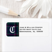 Cooper Tartan Plaid Monogram Étiquettes de adresse (En situation)