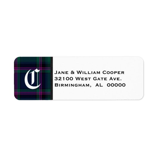 Cooper Tartan Plaid Monogram Étiquettes de adresse (Devant)