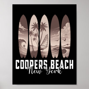 Coopers Beach New York Surfplank Mannen Vrouwen Su Poster