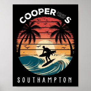 Cooper's Beach Southampton Surfplank Golven Strand Poster