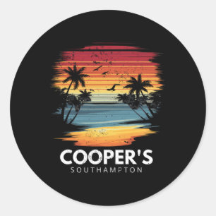Cooper's Beach Southampton Surfplank Surfen Vinta Ronde Sticker
