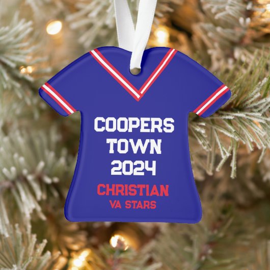 Cooperstown Custom Blue Jersey Jaar Naam Team Ornament (Boom)