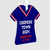 Cooperstown Custom Blue Jersey Jaar Naam Team Ornament (voorkant)