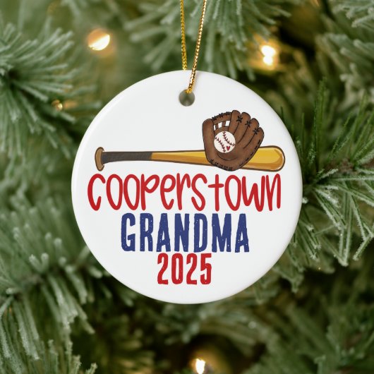 Cooperstown Grandma Nana Baseball Special Note Keramisch Ornament (Boom)