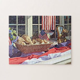 Cooperstown NY - Bakkerijvenster met Amerikaanse v Legpuzzel