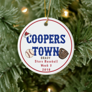 Cooperstown NY Baseball Custom Fun Feiten Santa Ha Keramisch Ornament
