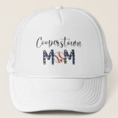 Cooperstown NY Baseball Mom Script Sportmoeder Trucker Pet (Voorkant)