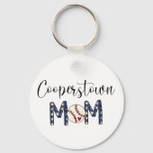 Cooperstown NY Baseball Mom Stars Script Team Moed Sleutelhanger (Achterkant)