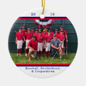 Cooperstown NY Baseball Team Foto Gestreepte feite Keramisch Ornament (Voorkant)