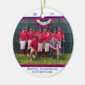 Cooperstown NY Baseball Team Foto Gestreepte feite Keramisch Ornament (Links)