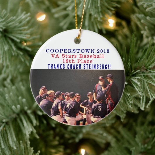 Cooperstown NY Coaches Gift Baseball Team Foto Keramisch Ornament (Boom)