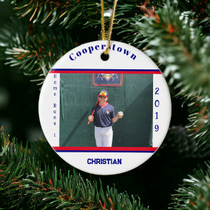 Cooperstown NY Honkbal Foto Home Run Leuke Feiten Keramisch Ornament